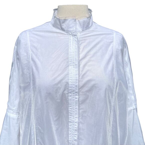 Demoo Parkchoonmoo White Shirt Snaps Blouse Mesh Overlay Cotton Blend Lagenlook - Picture 2 of 7